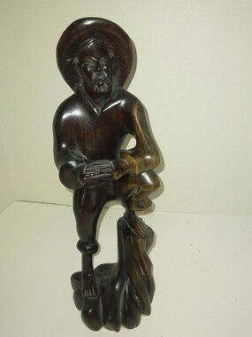 Vintage mid century wood sculpture of a man